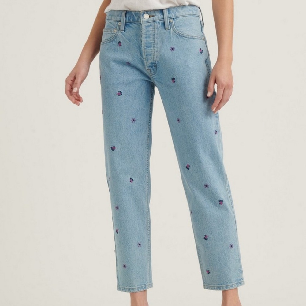 Lucky Brand Relaxed Tapered Jean with flower embroidery